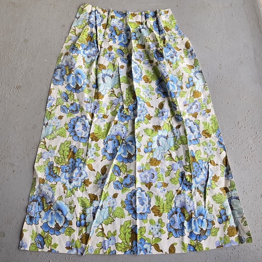 VTG Sears Roebuck MCM Thermalgard Pinch Pleat Curtain Panel 48"L Floral Blue